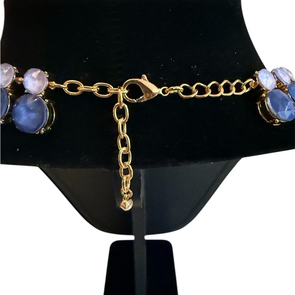 Gold-Tone glass All-Around Collar statement Necklace, Blue and Gold. - Picture 4 of 4